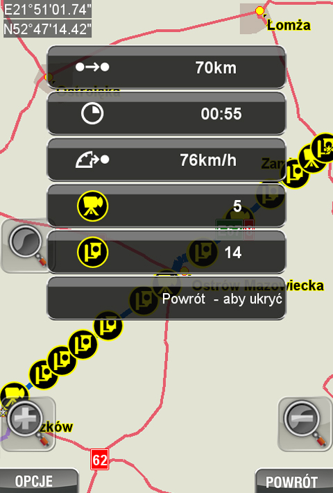 NaviExpert 5.1 - statystyka trasy przejazdu