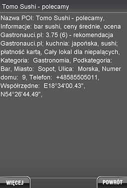 NaviExpert 5.1 - Szczegółowe informacje o wybranym POI